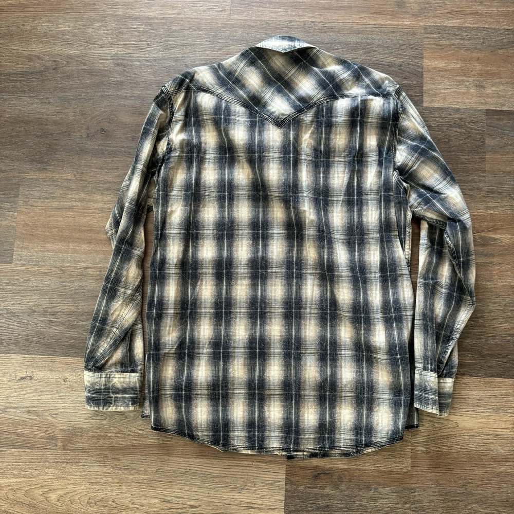 Panhandle Slim Y2K Western Cowboy Pearl‎ Snap Shirt Sz L Fade Plaid 90 Proof - Picture 8 of 9